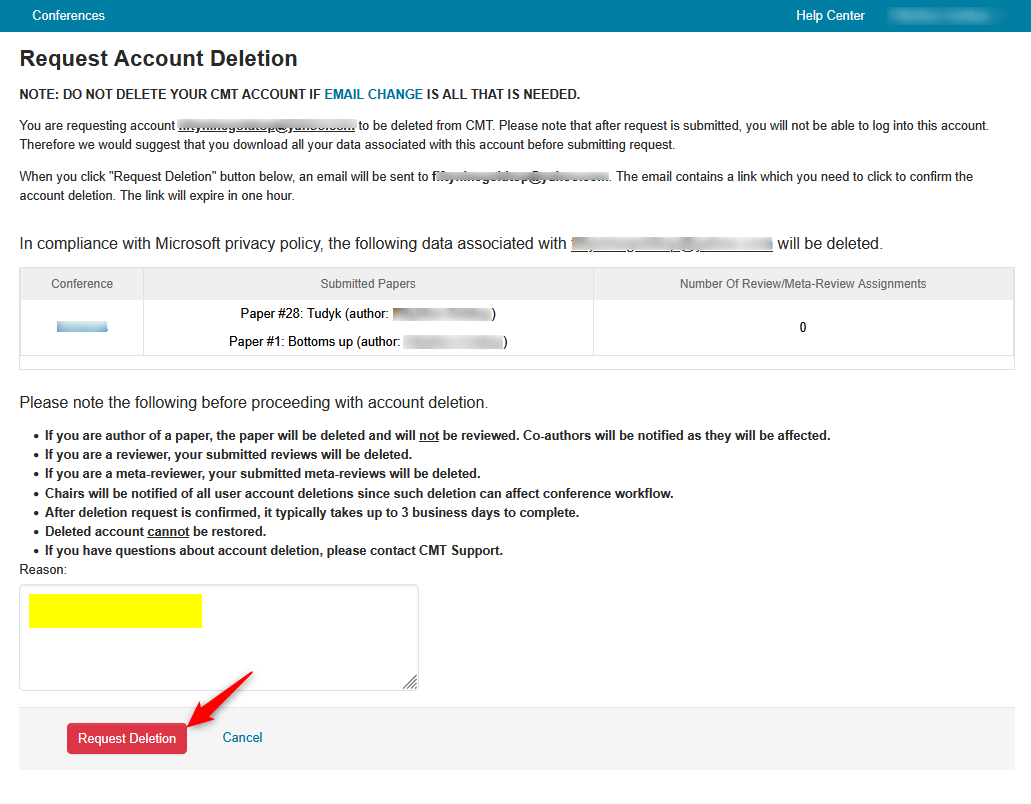 Account Deletion